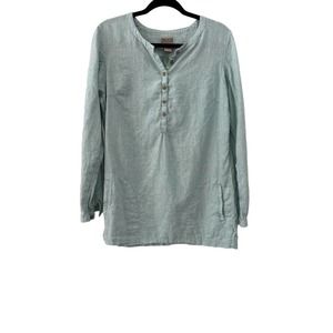 Duluth Women's Blue & White Stripe Long Sleeve Henley Tunic